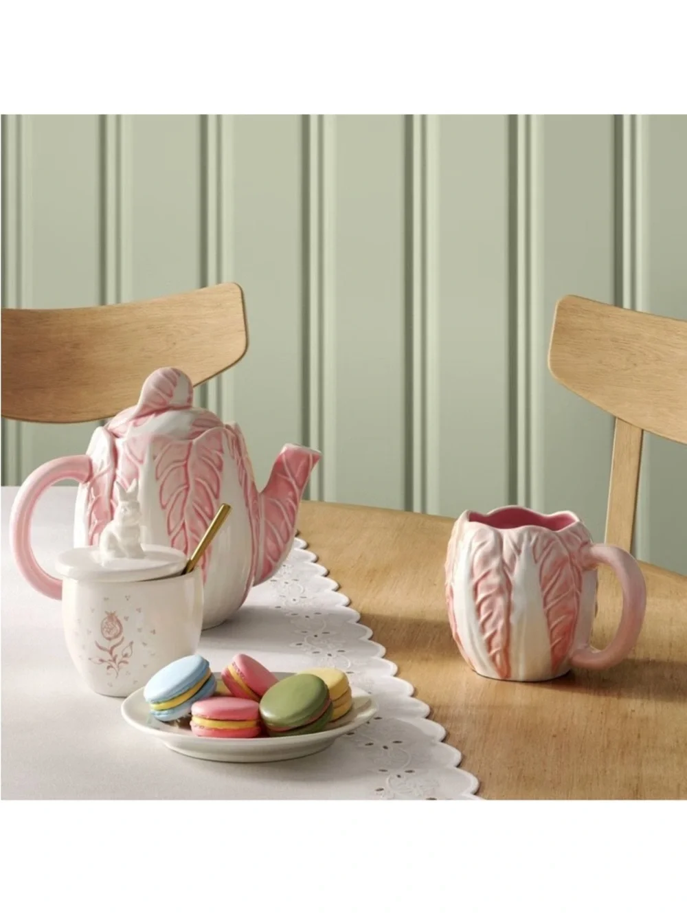 Stoneware Aralia Sugar Jar Pink – Threshold